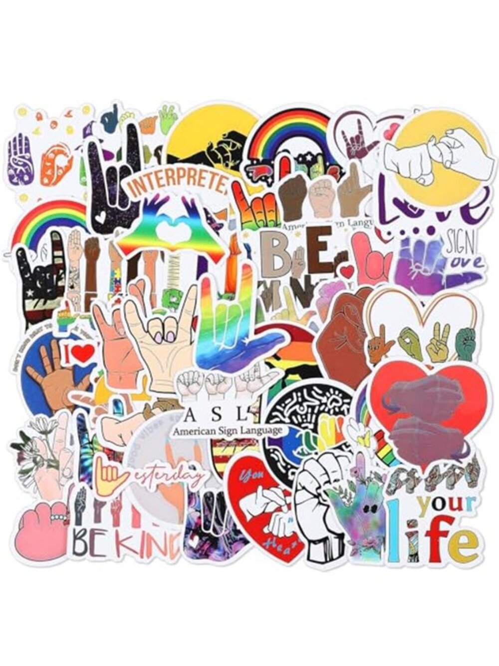 200 Pcs ASL Stickers, American Sign Language Vinyl Decals